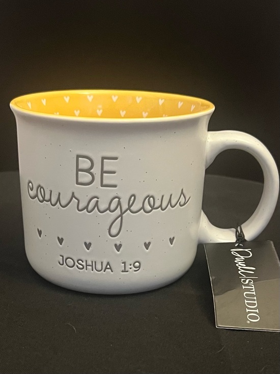 Other - Be Courageous White and Yellow Inspirational Ceramic Mug